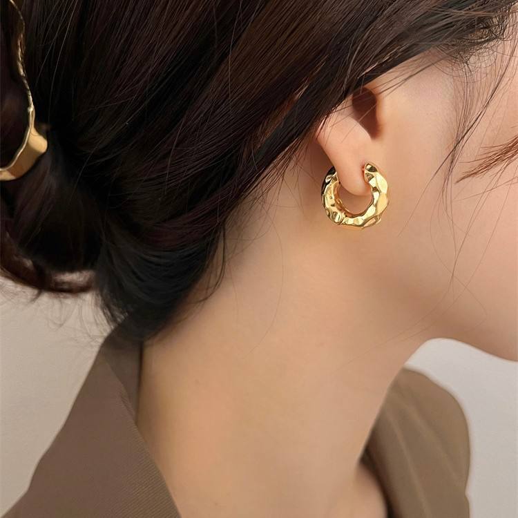 Textured Gold-Tone Hoop Earrings
