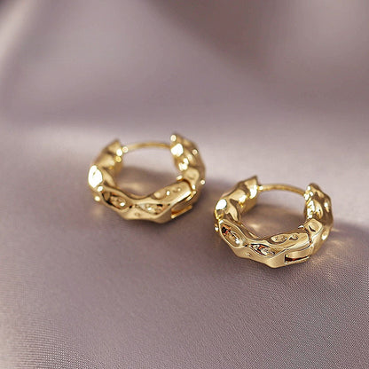 Textured Gold-Tone Hoop Earrings