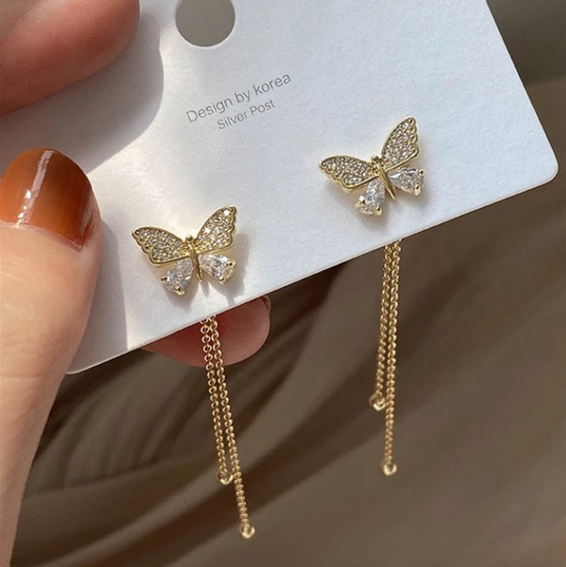 Butterfly Studs+Long Earrings - BlingVows - Best Imitation & Anti Tarnish Jewelry Wholesaler