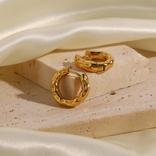 Textured Gold-Tone Hoop Earrings