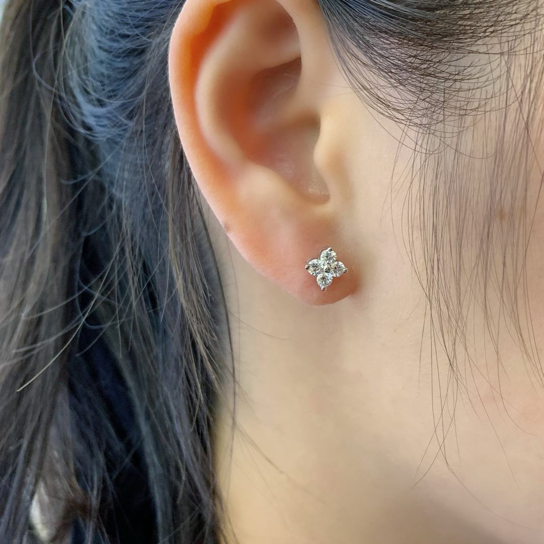 Floral CZ Stud Earrings