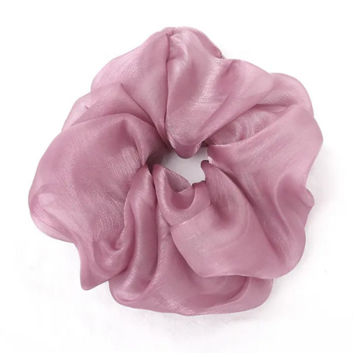 Soft Glimmer Satin Plain Color Elastic Organza Hair Scrunchies