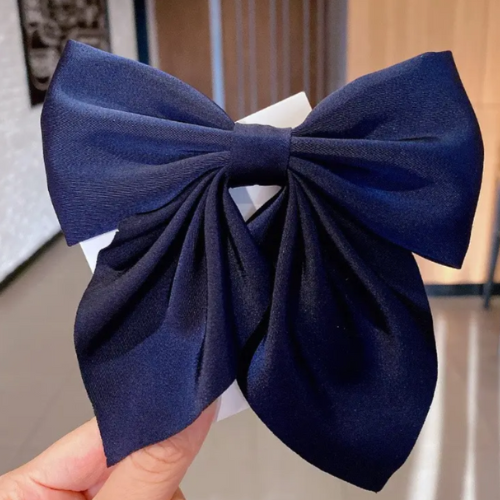 Silky Satin Big Hair Ribbons Bow for Girls Ponytail Holder