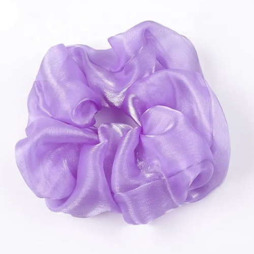 Soft Glimmer Satin Plain Color Elastic Organza Hair Scrunchies