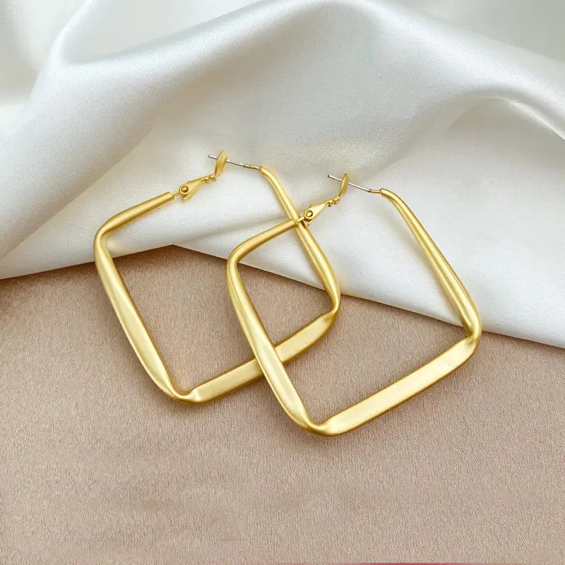 Plain Metal Matte Large Hoop Earrings