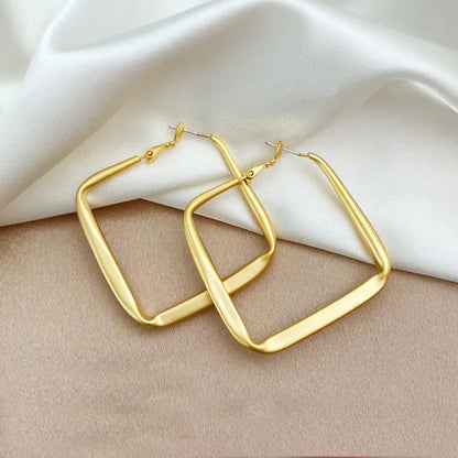Plain Metal Matte Large Hoop Earrings