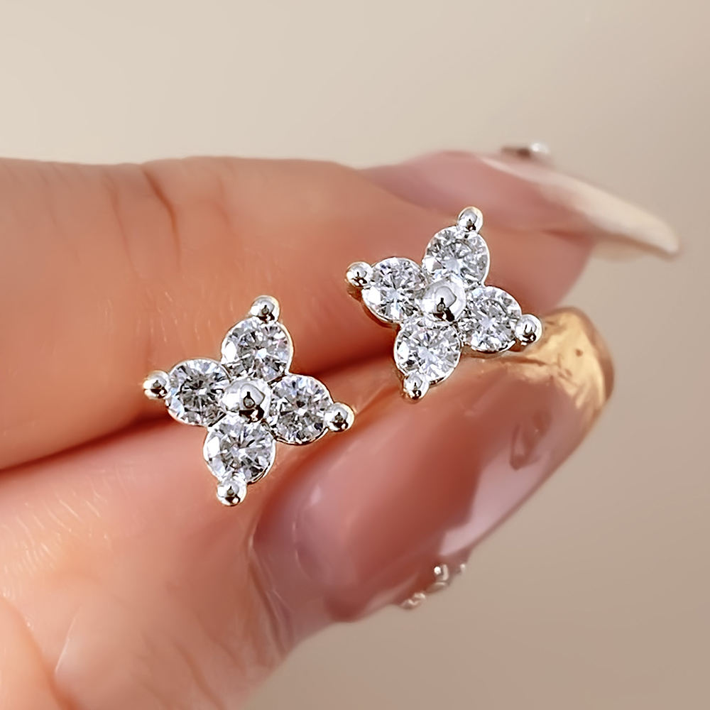 Floral CZ Stud Earrings