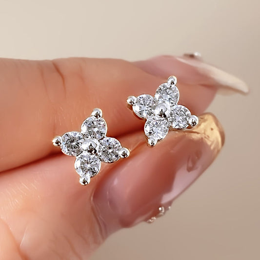 Floral CZ Stud Earrings