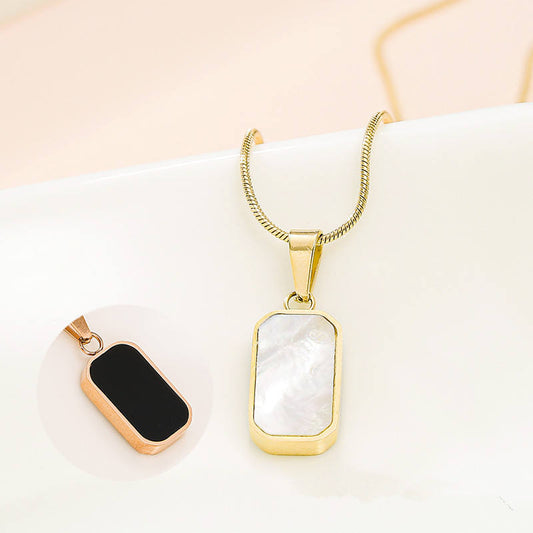 Aura Rectangular Pendant Necklace Dual Side