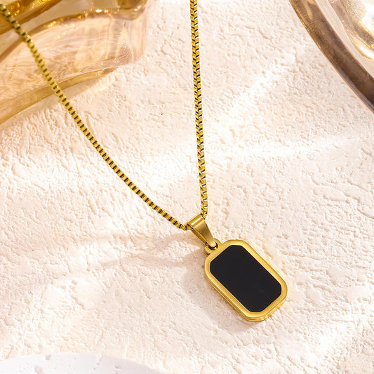 Aura Rectangular Pendant Necklace Dual Side