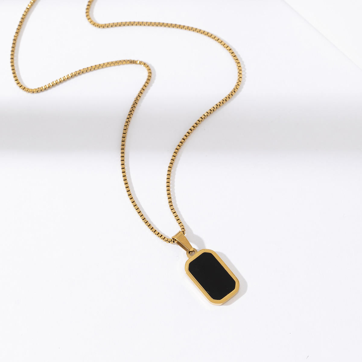 Aura Rectangular Pendant Necklace Dual Side