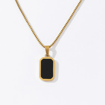 Aura Rectangular Pendant Necklace Dual Side