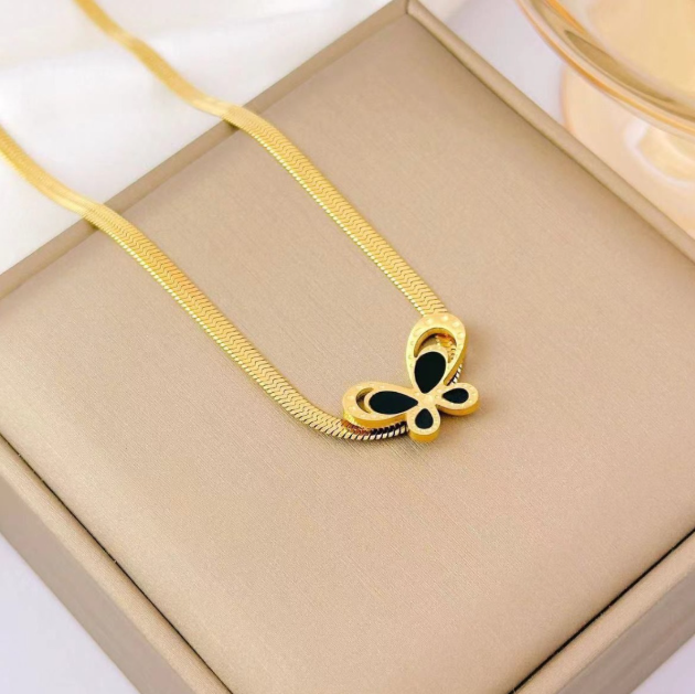 Black Butterfly Snake Chain Necklace - BlingVows - Best Imitation & Anti Tarnish Jewelry Wholesaler