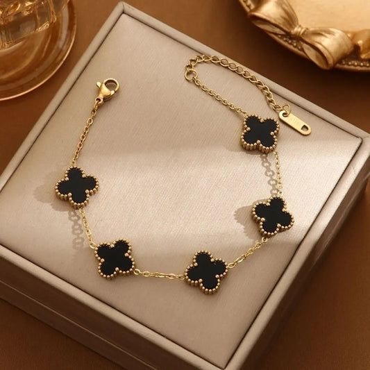 Black Lucky Clover Bracelet - BlingVows - Best Imitation & Anti Tarnish Jewelry Wholesaler