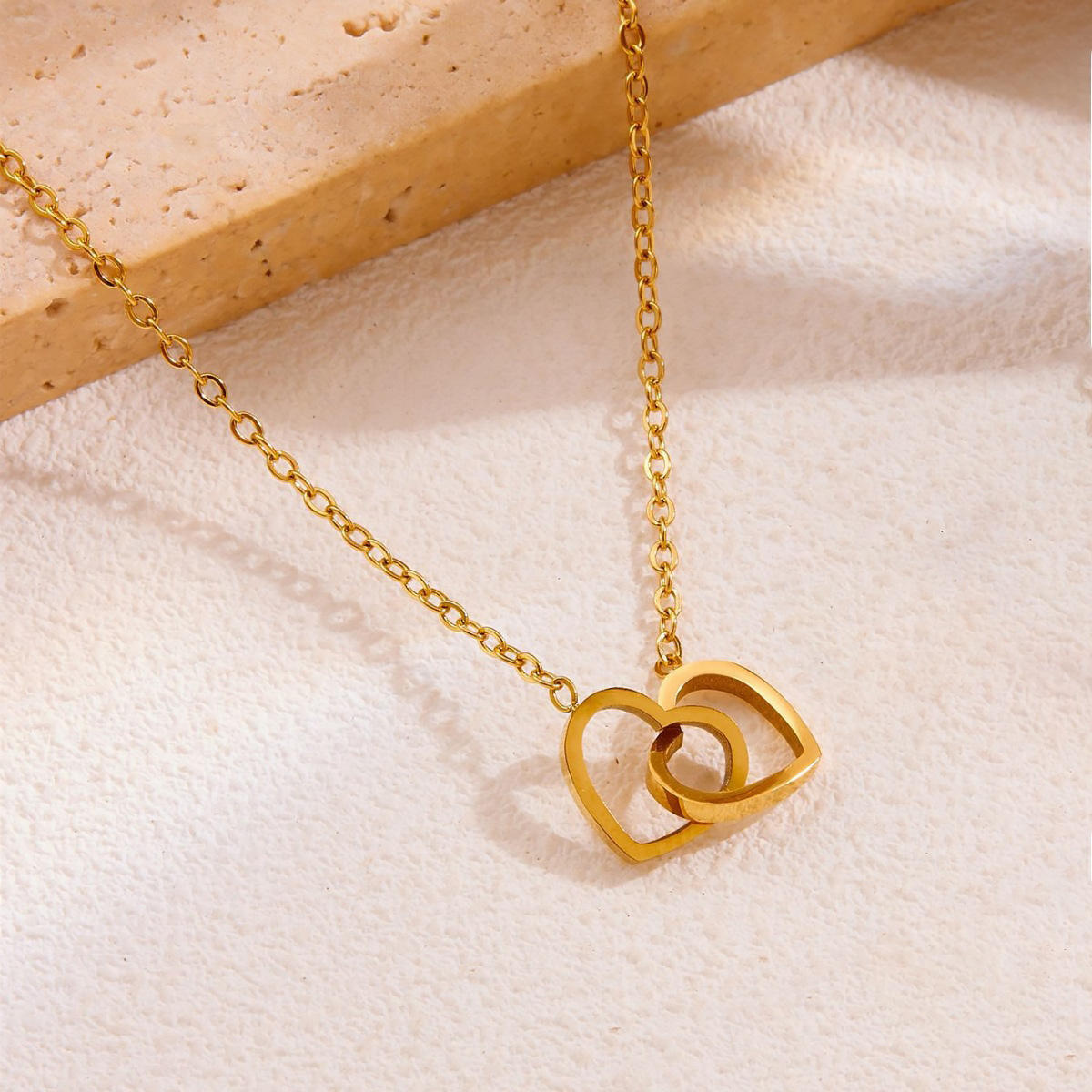 Double Heart Link Chain Necklace