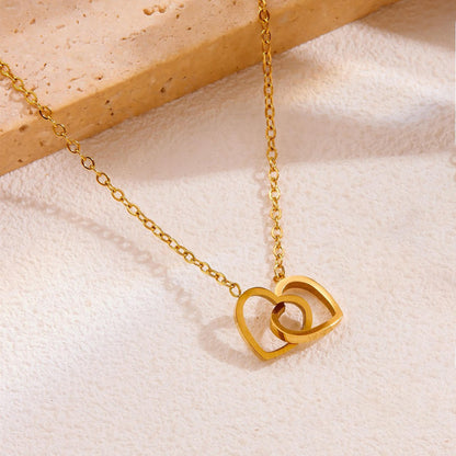 Double Heart Link Chain Necklace