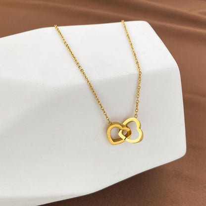 Double Heart Link Chain Necklace