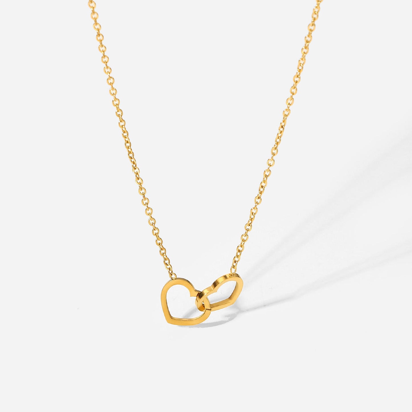 Double Heart Link Chain Necklace