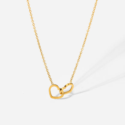 Double Heart Link Chain Necklace