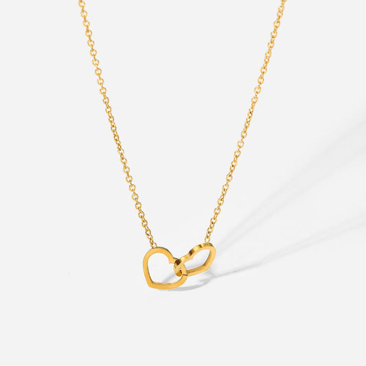 Double Heart Link Chain Necklace