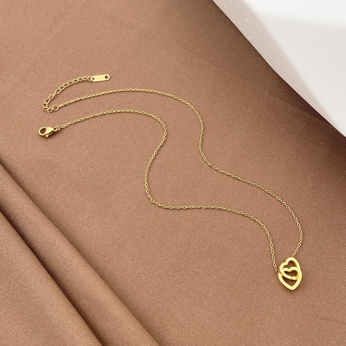 Double Heart Link Chain Necklace