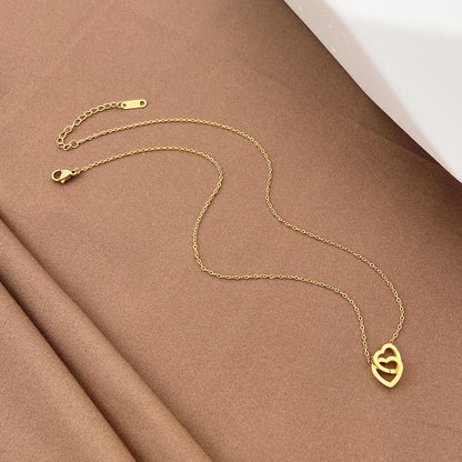 Double Heart Link Chain Necklace