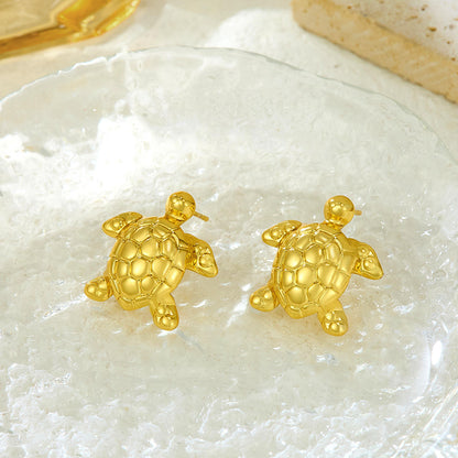 Gold Turtle Stud Earrings