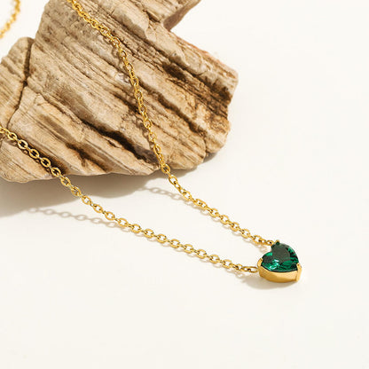 Emerald Green Heart Pendant Necklace