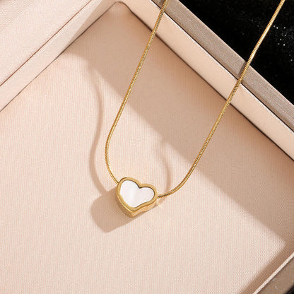 White Heart Gold Snake Chain Necklace