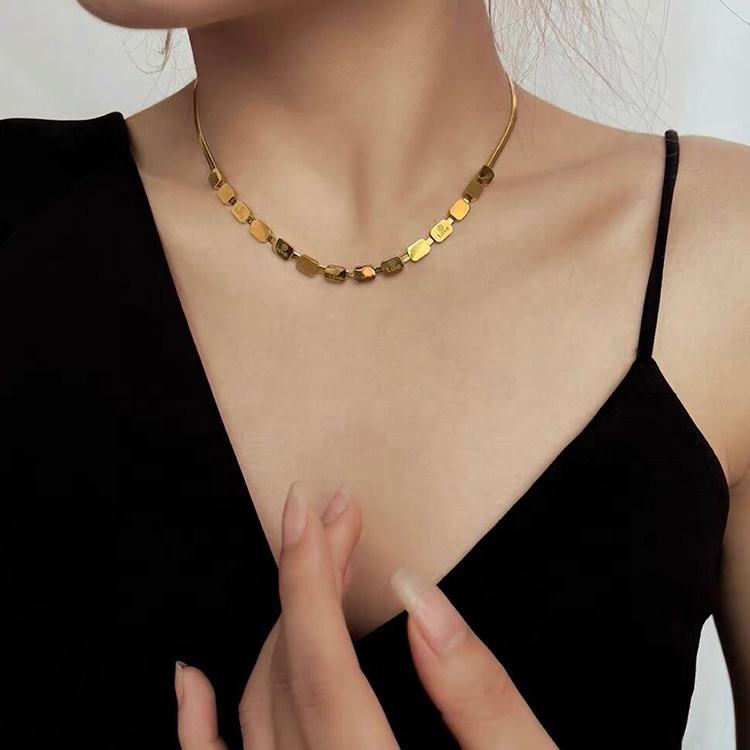 Gold Love Bar Snake Chain Necklace