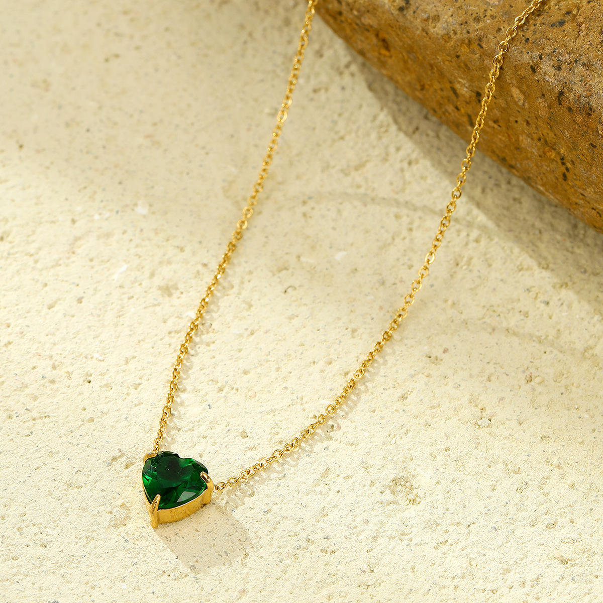 Emerald Green Heart Pendant Necklace