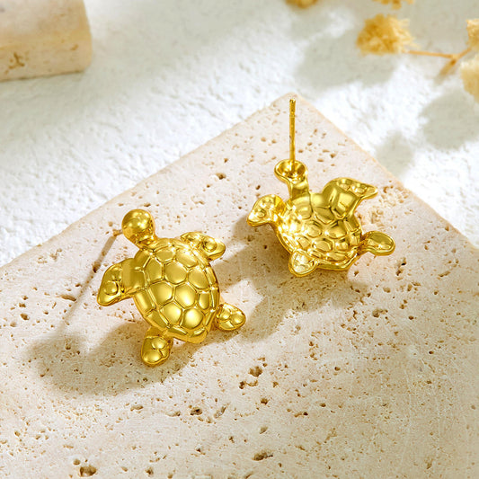 Gold Turtle Stud Earrings
