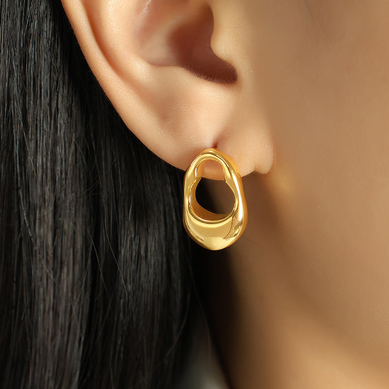 Gold Abstract Drop Stud Earrings