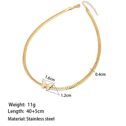 Gold Butterfly Cuban Chain Necklace