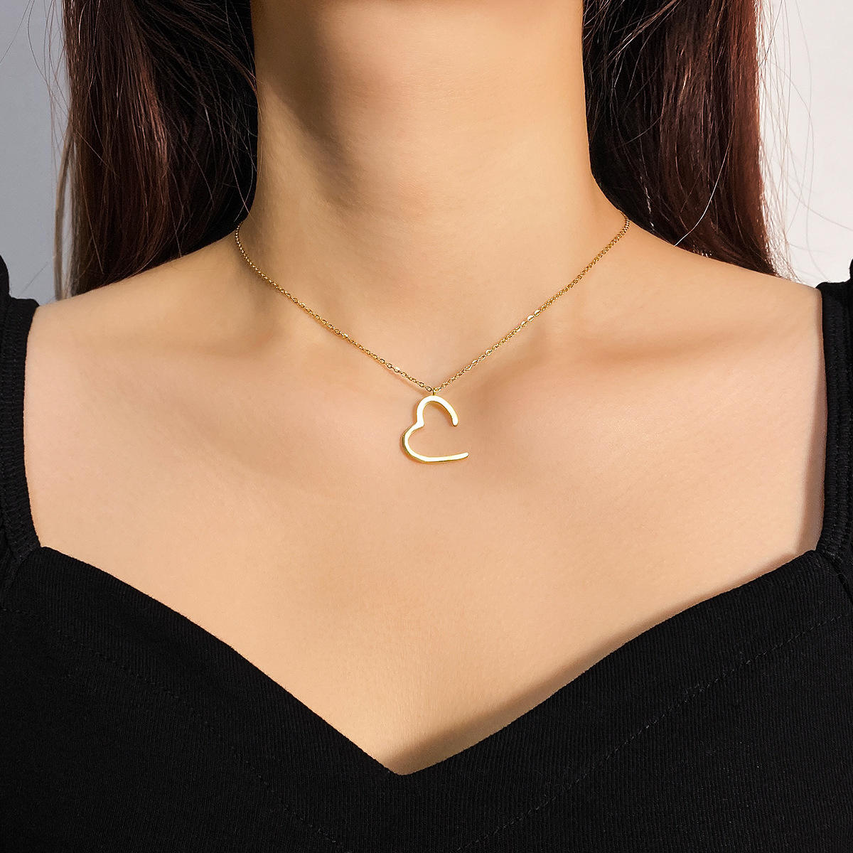Minimal Open Heart Gold Necklace