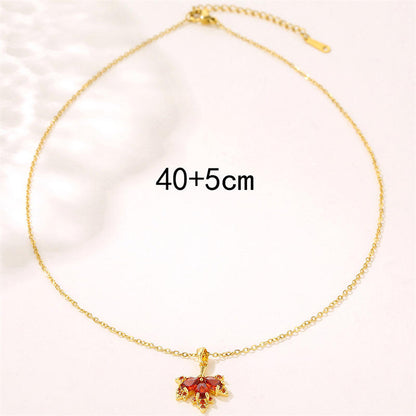 Red Crystal Leaf Pendant Necklace