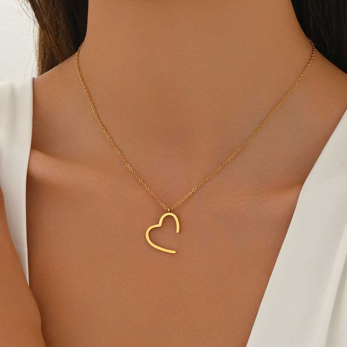 Minimal Open Heart Gold Necklace