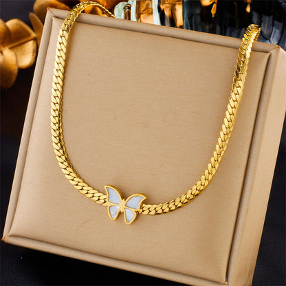 Gold Butterfly Cuban Chain Necklace