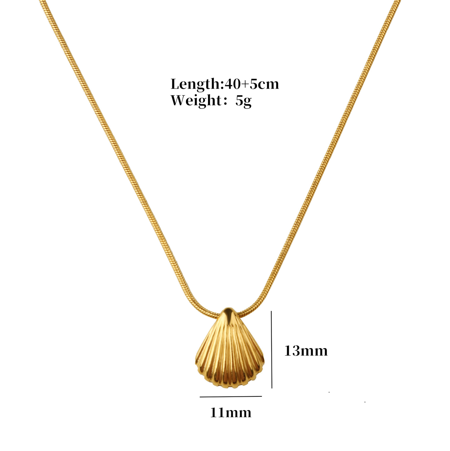 Gold Shell Pendant Snake Chain Necklace