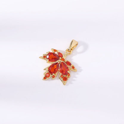 Red Crystal Leaf Pendant Necklace