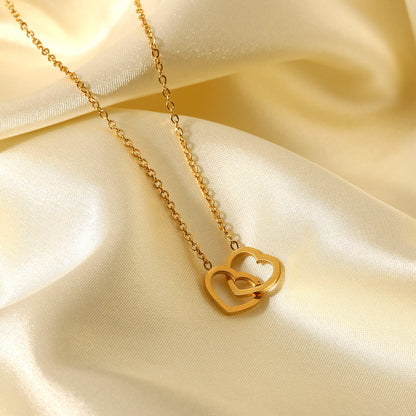 Double Heart Link Chain Necklace