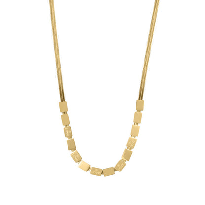 Gold Love Bar Snake Chain Necklace
