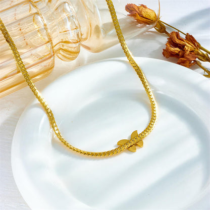 Gold Butterfly Cuban Chain Necklace