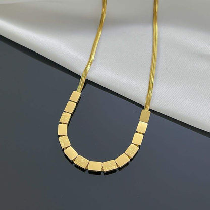 Gold Love Bar Snake Chain Necklace