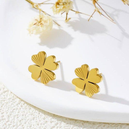 Gold Clover Stud Earrings
