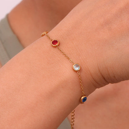 Gold Multi Color Crystal Chain Bracelet