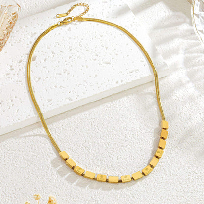 Gold Love Bar Snake Chain Necklace