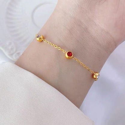 Gold Multi Color Crystal Chain Bracelet