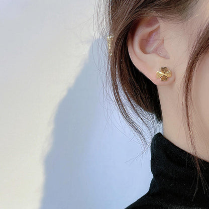 Gold Clover Stud Earrings