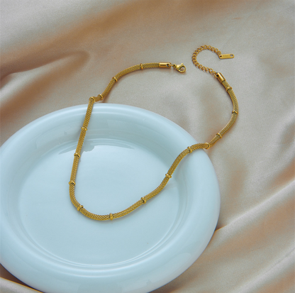 Textured Gold Mesh Chain Necklace